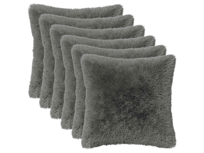  Lot de 6 coussins avec oreiller, coussins décoratifs heerlen vert clair fleece pv cf50914  - Conforama A