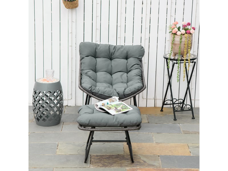  Fauteuil de jardin, chaise de jardin, polyester, 69x76x70cm, gris  - Conforama D
