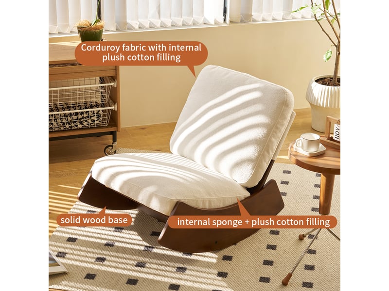  Fauteuil à bascule blanc en bois massif pour salon et chambre  - Conforama D