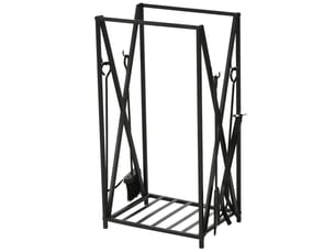 Porte-bûches en acier avec 4 accessoires, format vertical compact, capacité 100 kg