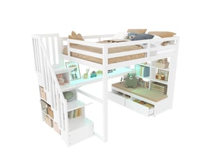 Lit mezzanine 140x200 cm <strong>HAVRYA</strong> <strong></strong> coloris blanc