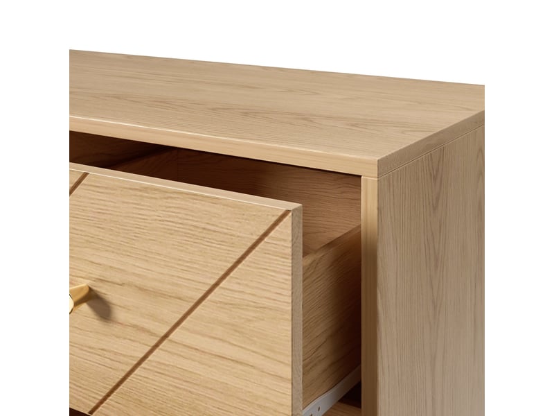 Commode moderne à 9 tiroirs avec pieds en fer – 120 x 39 x 80 cm – motifs géométriques élégants – couleur naturel  - Conforama E