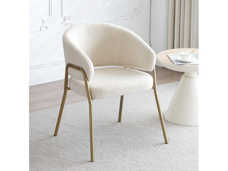  Chaise salle à manger 49x48x78 cm blanc, dossier englobant en métal ajouré, 4 pieds en métal  - Conforama B