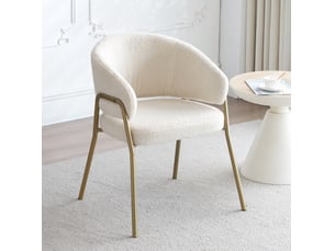 Chaise salle à manger 49x48x78 cm blanc, dossier englobant en métal ajouré, 4 pieds en métal