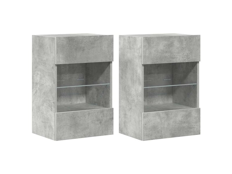  Meubles muraux avec lumières led pour tv - banc tv - meuble de rangement 2pcs gris béton 40x30x60,5 cm  - Conforama A