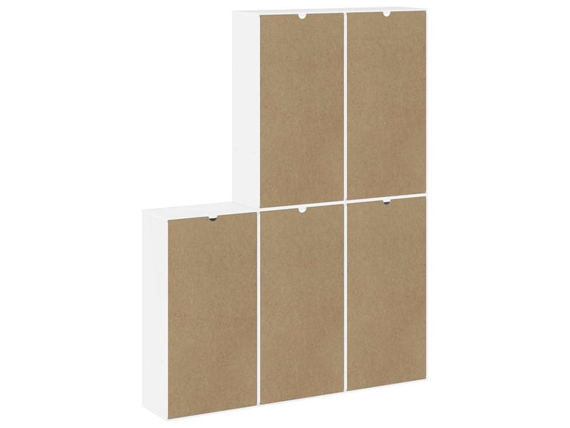  Lot de 5 armoires latérales modulaires pratiques rangement 40 x 24 x 79 cm en bois massif blanc 02_0055965  - Conforama E