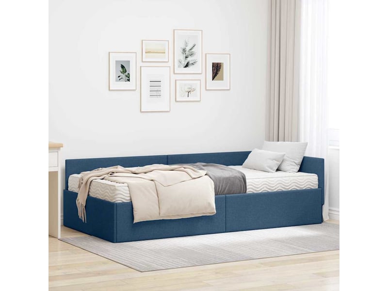  Lit adulte, lit simple, cadre de lit d'angle avec matelas autre 2 pièces bleu tissu cf6720  - Conforama B