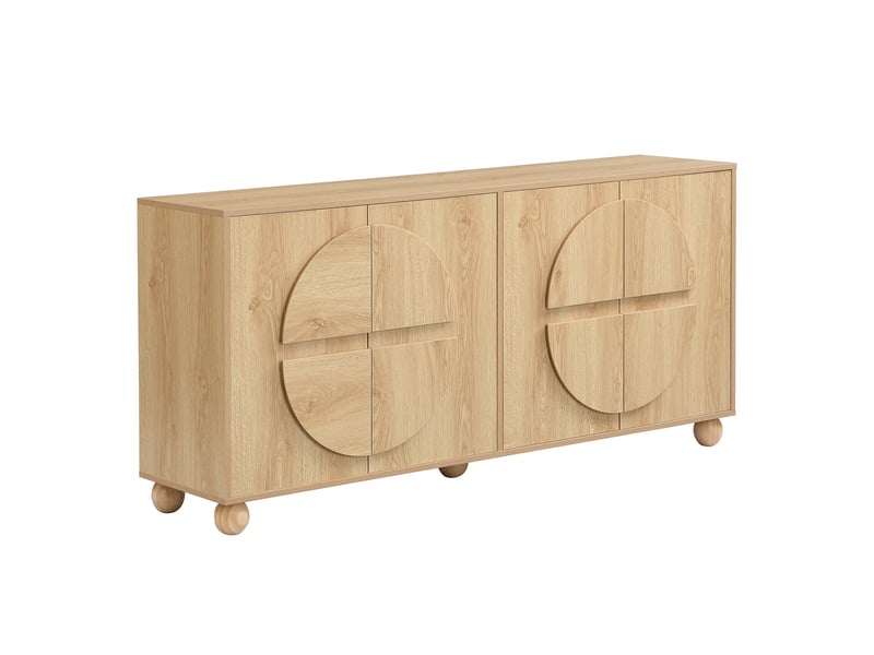  Buffet 4 portes avec étagères réglables mdf et pin naturel 160 x 38 x 76 cm GL4823N - Conforama B