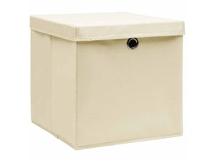 Boîtes de rangement à couvercles 10 pcs crème 32x32x32 cm tissu
