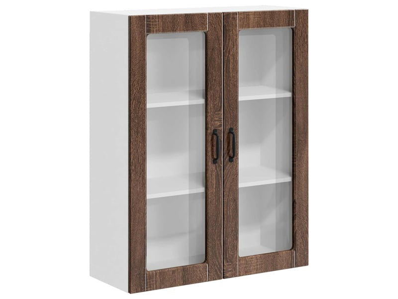  Meuble mural de cuisine, cabinet en verre mural chêne brun 80x31x100cm shl8859  - Conforama A