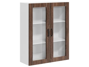 Meuble mural de cuisine, cabinet en verre mural chêne brun 80x31x100cm shl8859