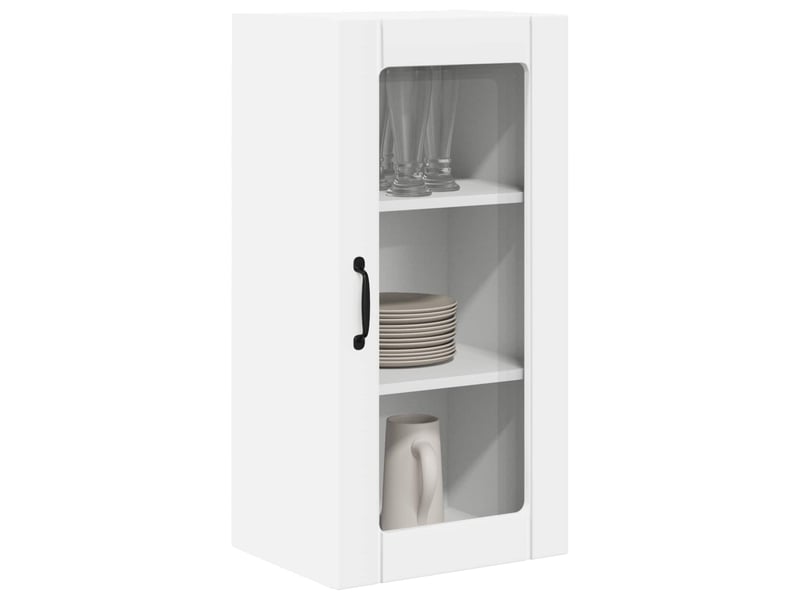 Meuble mural de cuisine, cabinet en verre mural 2 pcs blanc bois d'ingénierie shl6820 - Conforama C