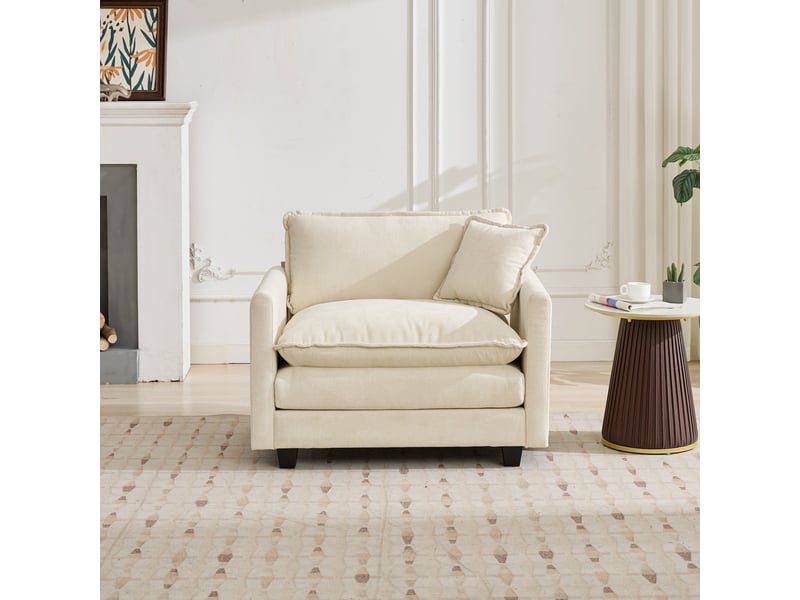 Canapé cloud 1 place, chenille beige, canapé modulable moderne, assise double couche confortable, tissu respirant, style contemporain - Conforama A