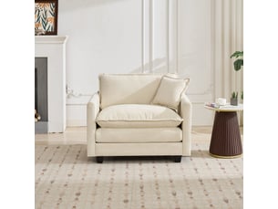 Fauteuil fixe MAISONORA Velours côtelé beige