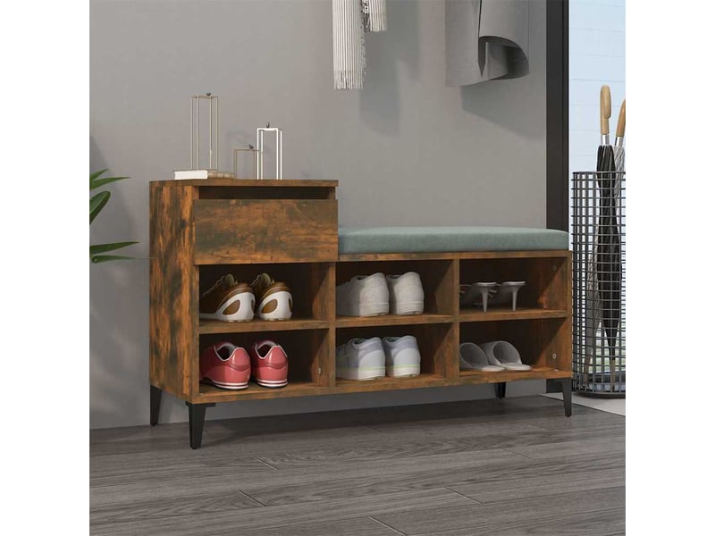  Meuble à chaussure, armoire à chaussures chêne fumé 102x36x60 cm bois d'ingénierie shl7264  - Conforama B