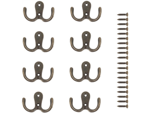 Bronze)8 pièces crochet a vis double métal crochets et patères rangement pour la maison étagères tiroirs casiers bain, marron