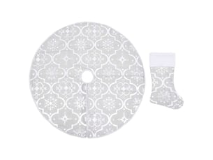 Jupe de sapin de noël de luxe avec chaussette blanc 150cm tissu