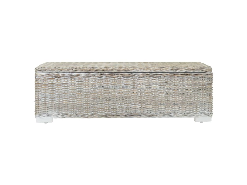  Boîte de rangement, coffre de rangement blanc 110 cm rotin kubu naturel et acajou  - Conforama A