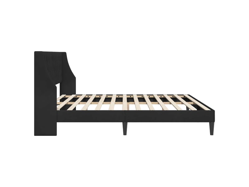 Lit double- lit adulte - cadre de lit avec tête de lit noir 200 x 200 cm velours - Conforama D
