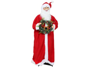 Figurine de père noël, debout de père noël, commande vocale, musique festive, bras pliables, 110 cm, rouge