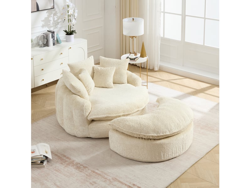 Canapé-lit 190.50×138.00×63.00 cm en polyester réglable beige chicfurn - Conforama C