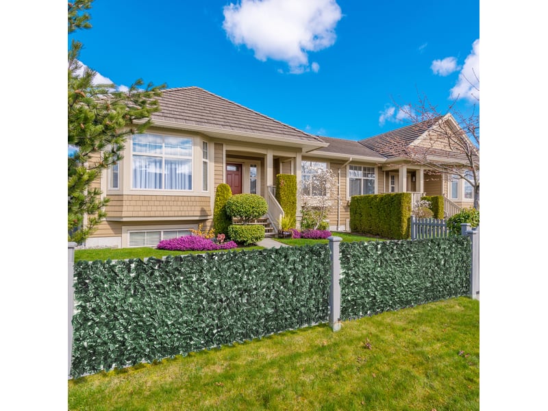  Brise-vue artificiel 300 x 100 cm vert foncé en pe et tissu, feuillage dense résistant aux uv pour extérieur  - Conforama B