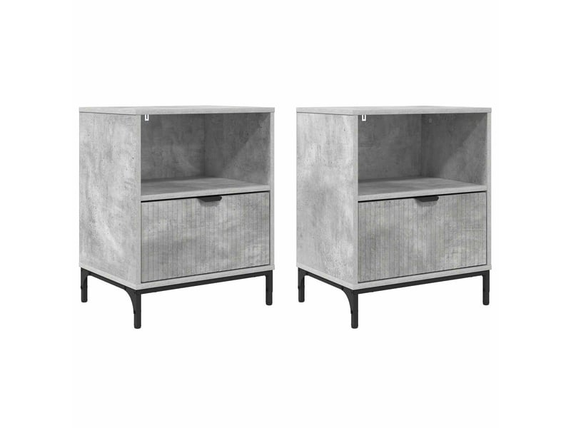 Table de chevet - cabinet de chevet - table de nuit 2 pièces gris béton 49 x 36 x 61 cm - Conforama A