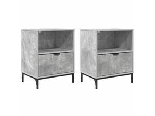 Table de chevet - cabinet de chevet - table de nuit 2 pièces gris béton 49 x 36 x 61 cm
