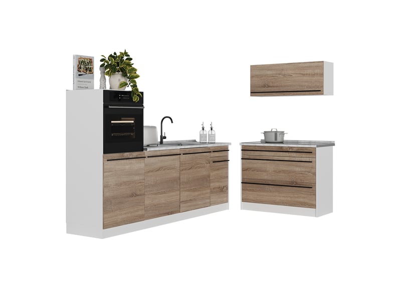  Vicco cuisine, sonomablanc, 220cm sans plan de travail  - Conforama E