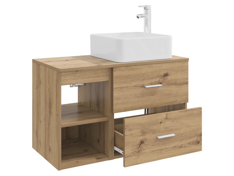  Ensemble de mobilier de salle de bain 2 pcs chêne artisanal shl5492  - Conforama D