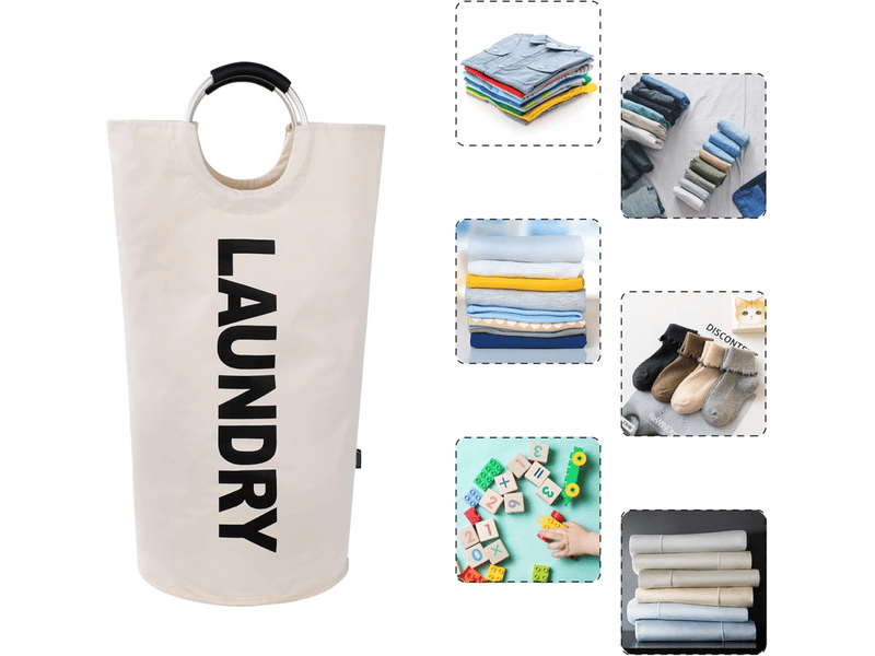  Panier à linge de 90l de grande capacité, sac à linge pliable avec poignées rembourrées, paniers à linge, idéal pour le rangement et le transport  - Conforama C