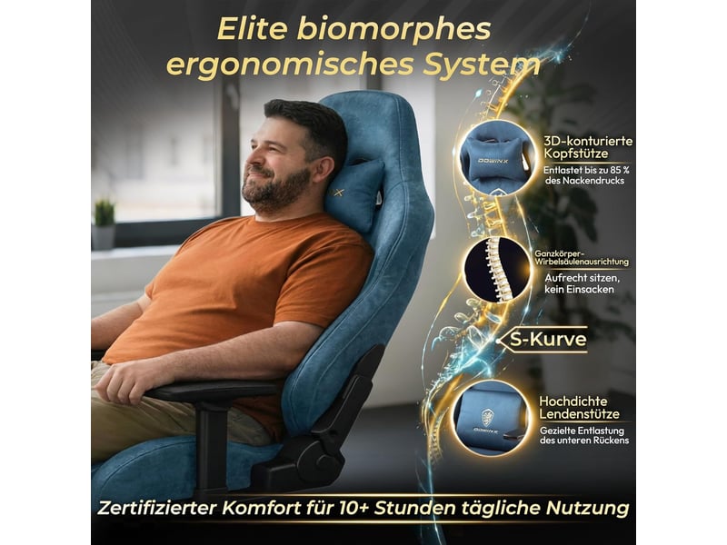 Fauteuil gaming ergonomique – velours – repose-pieds – dossier inclinable jusqu’à 160° – bleu - Conforama C