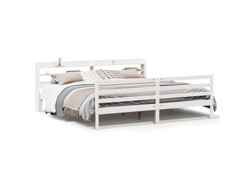 Lit double- lit adulte - cadre de lit avec tête de lit sans matelas blanc 200x200 cm - Conforama A