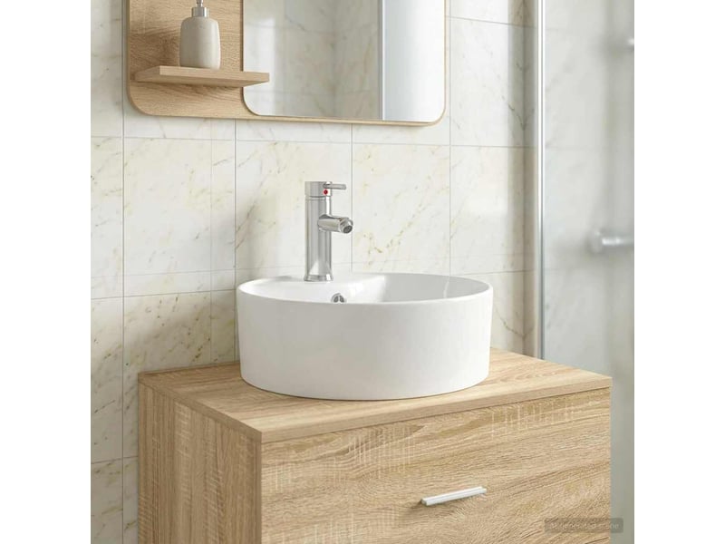  Lavabo avec robinet et évacuation chrome 40.5x40.5x15 cm  - Conforama B