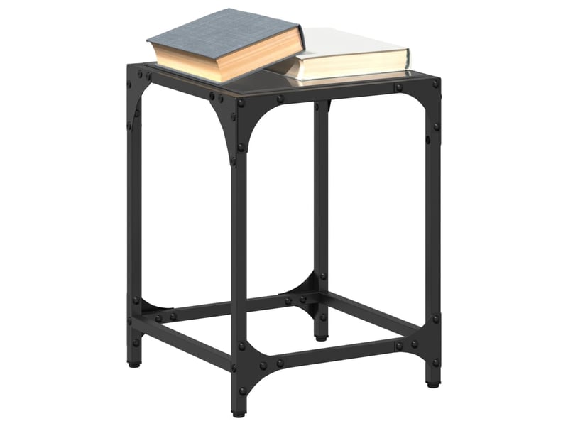  Tables basses avec dessus en verre noir 2 pcs 30x30x40 cm acier  - Conforama A