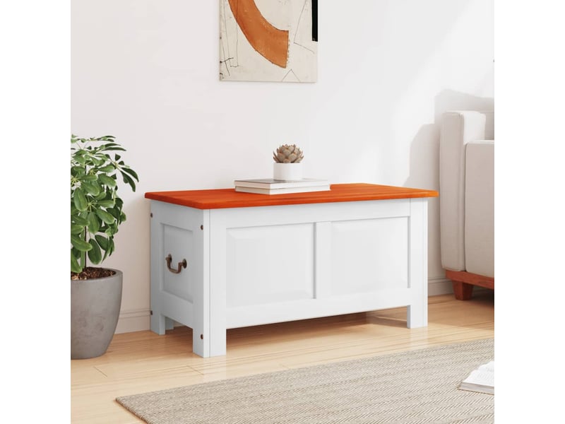  Coffre de rangement, boîte de rangement et couvercle marron et blanc bois d'acacia shl2342  - Conforama C