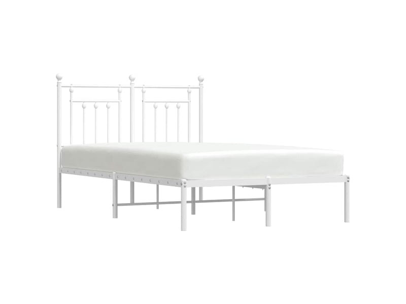 Lit double- lit adulte -  cadre de lit métal sans matelas et tête de lit blanc 135x190 cm  - Conforama D