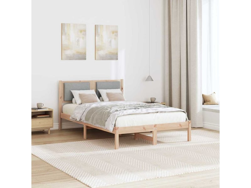  Lit double- lit adulte -  cadre de lit gris clair 120 x 190 cm pin massif  - Conforama C
