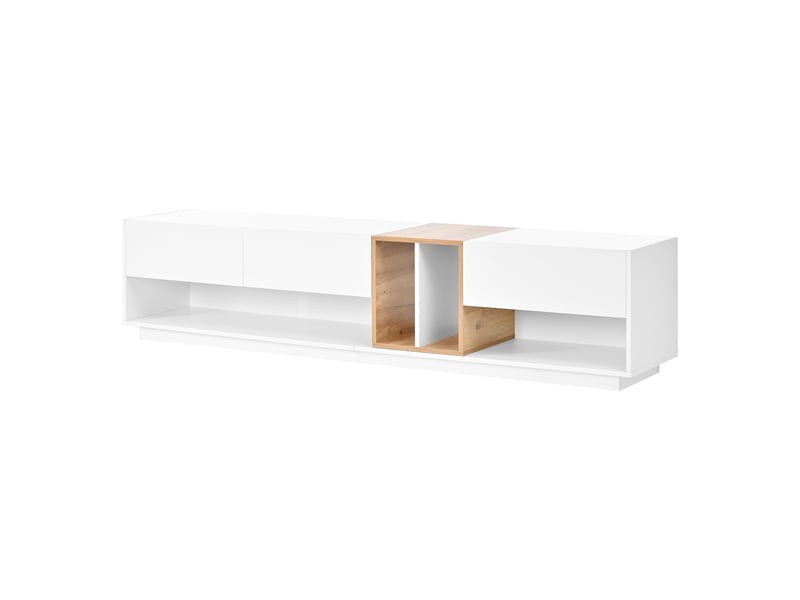  Meuble tv led avec 3 portes et niches blanc brillant et aspect bois 190 cm GL8890N - Conforama B