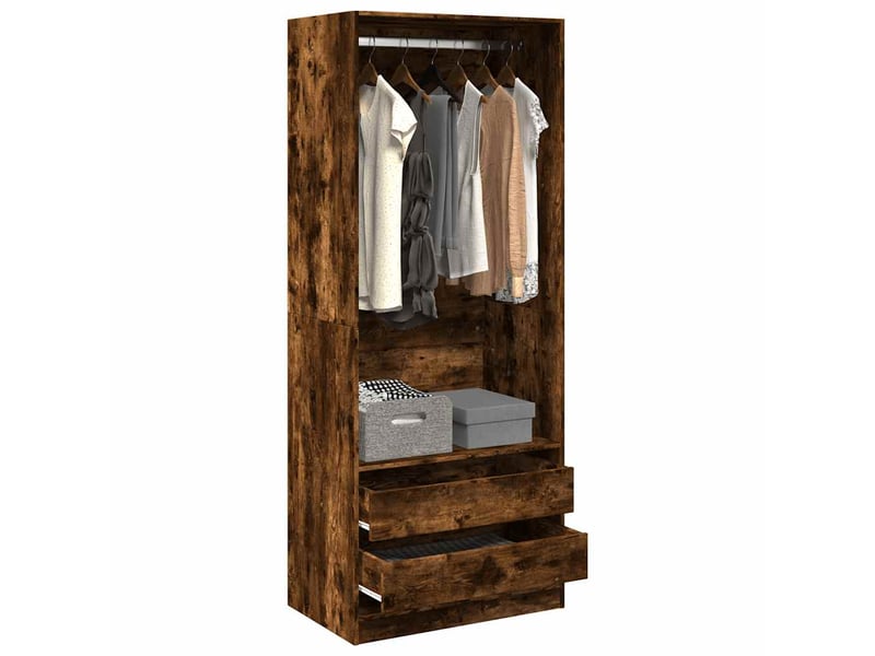  Garde-robe chambre, armoire de rangement chêne fumé 80x50x200 cm bois d'ingénierie shl8558  - Conforama B