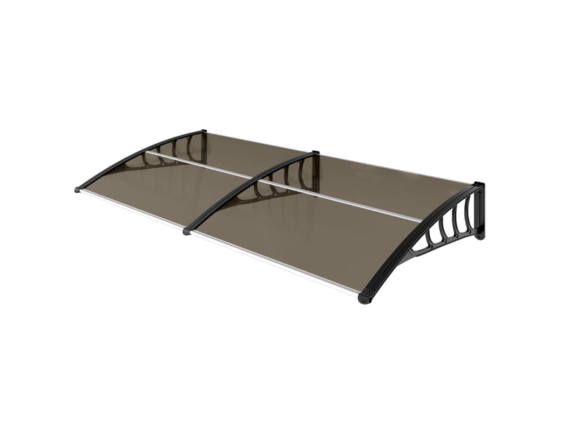  Auvent extérieur pour fenêtres et portes, en polycarbonate et aluminium, 200 x 96 x 27 cm, marron  - Conforama B