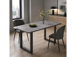 Table à manger rectangulaire 140 x 70 cm industrielle, gris et noir, pieds métal