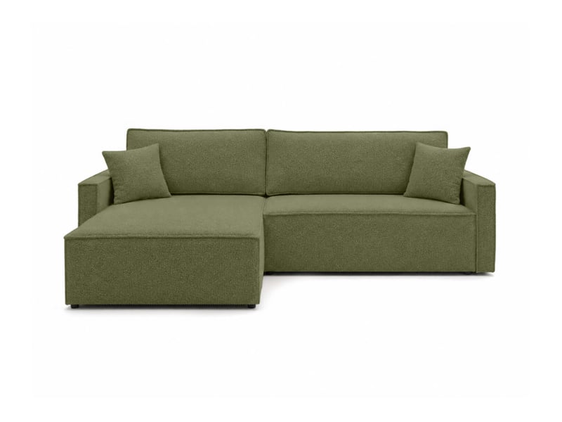  Farah - canapé d'angle max réversible et convertible 5 places accoudoirs slim en tissu bouclettes texturées  - Conforama E
