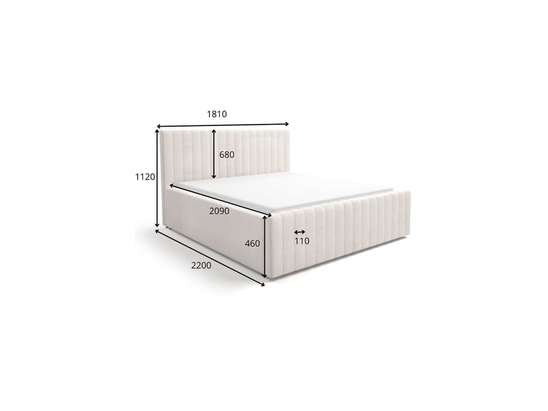  Lit eloria 160x200 gris anthracite avec tête de lit capitonnée et sommier inclus  - Conforama C