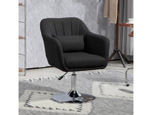 Fauteuil pivotant réglable noir en polyester, avec accoudoirs et coussin lombaire, idéal bureau et salon