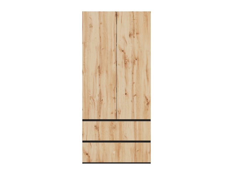 Armoire moderne avec 1 barre de penderie, 2 tiroirs et 2 portes, 90 x 50 x 200 cm, naturel - Conforama A