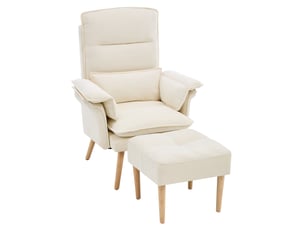 Fauteuil relax 1 place beige avec repose-pieds, dossier réglable 5 positions