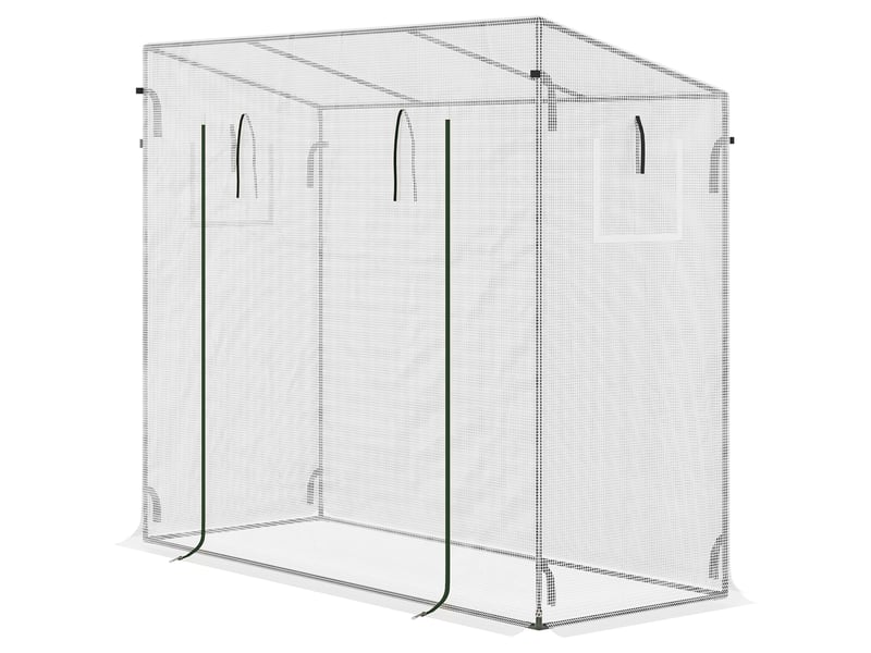 Serre de jardin avec porte enroulable et bords surélevés, acier et pe, 200 x 76 x 168 cm, blanche  - Conforama B