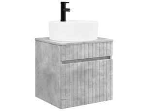 Meuble de lavabo mural, rangement salle de bain gris béton 49x44.5x65 cm