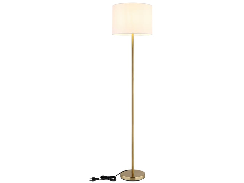  Globo truett lampadaire avec abat-jour en laiton mat et lin blanc, douille e27  - Conforama E
